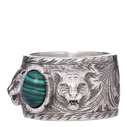 Gucci Sterling Silver Resin Feline Garden Ring Green 60 9 3 of 7