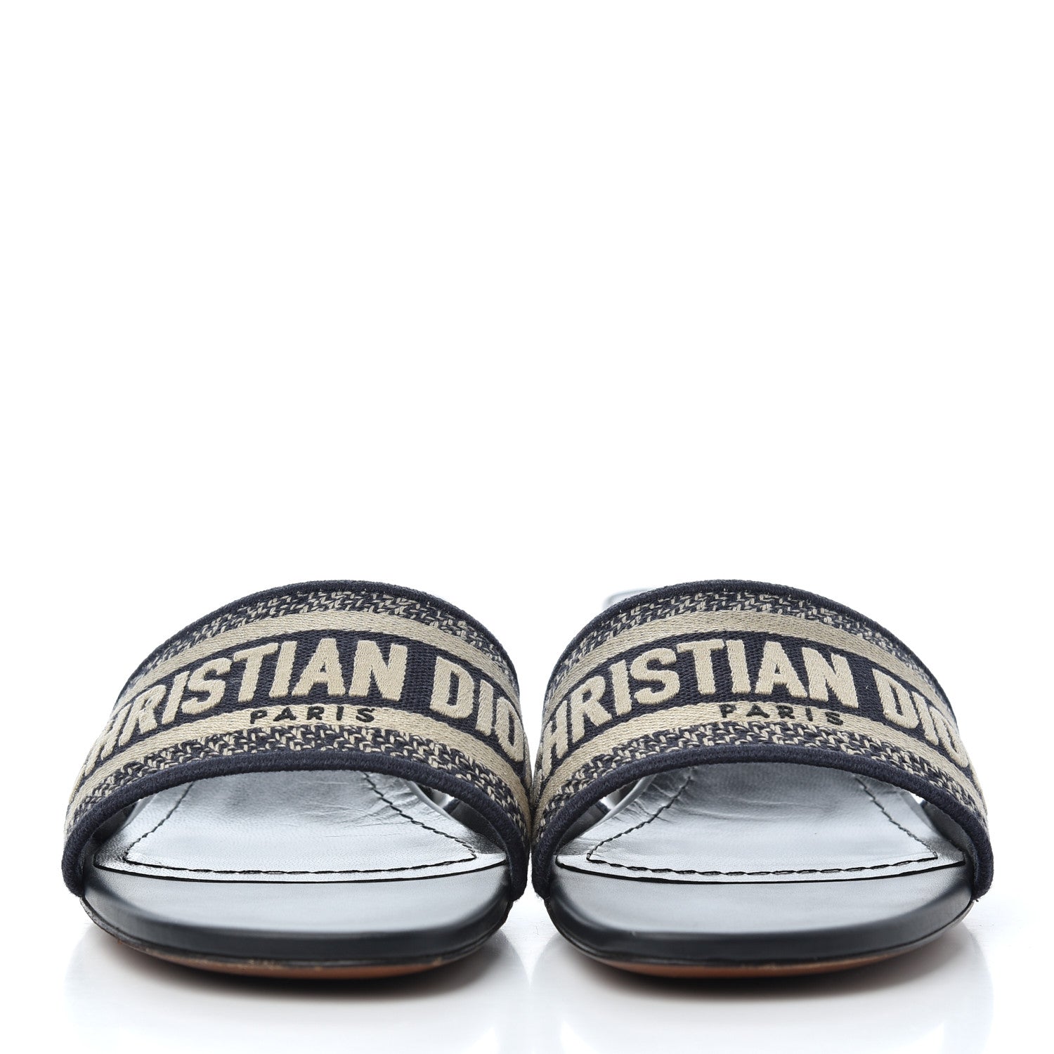 Christian Dior Cotton Embroidered Dway 40mm Slide Sandals 41 Deep Blue 2 of 13