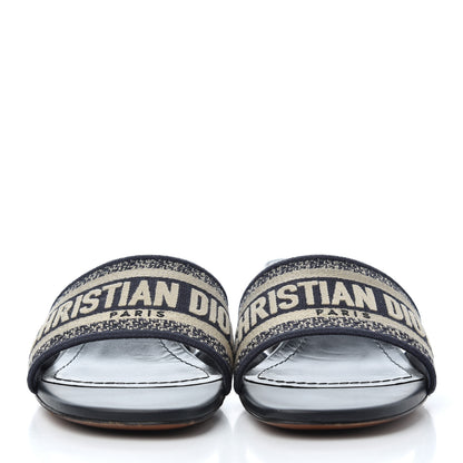 Christian Dior Cotton Embroidered Dway 40mm Slide Sandals 41 Deep Blue 2 of 13