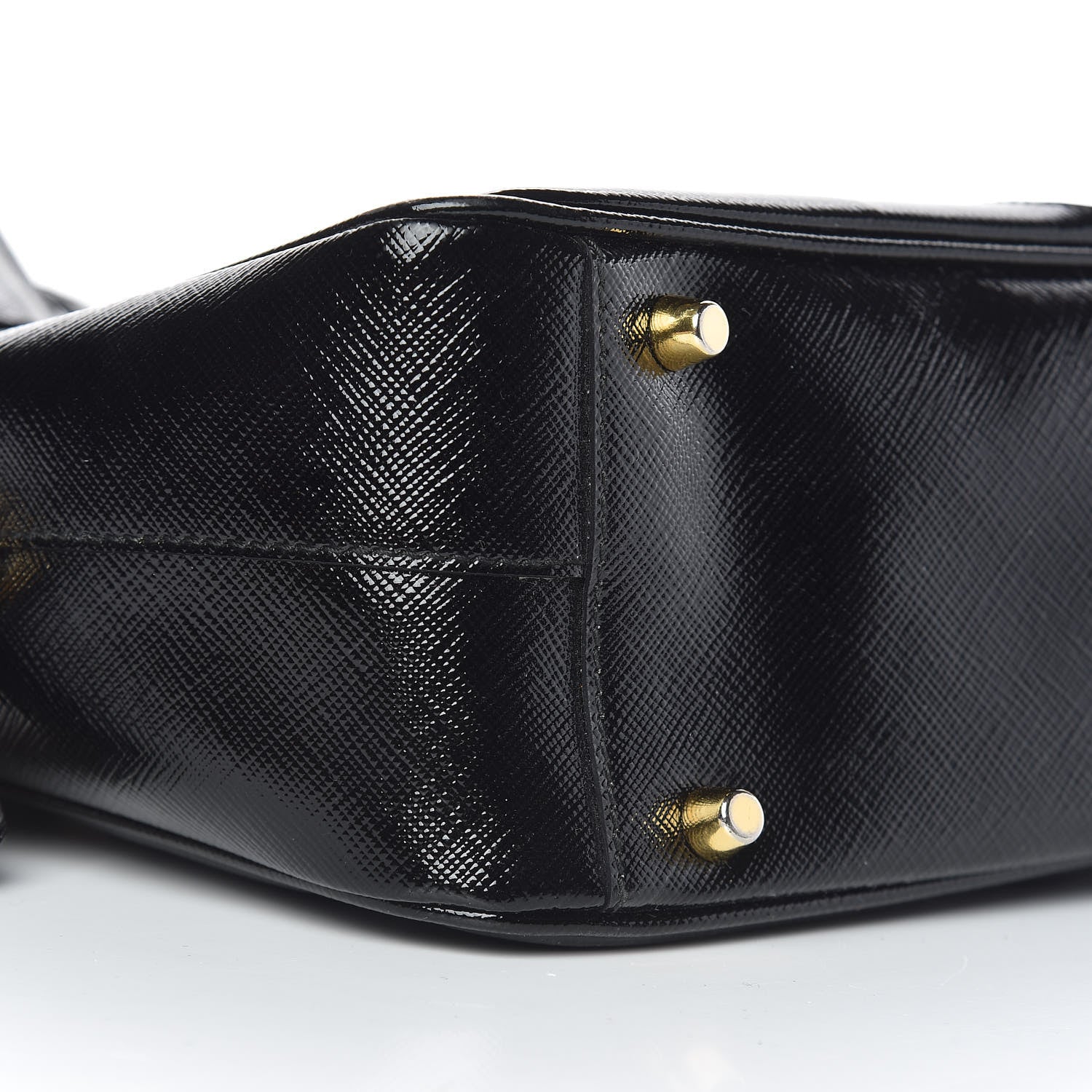 Prada Saffiano Vernice Floral Bauletto Bag Black 10 of 12