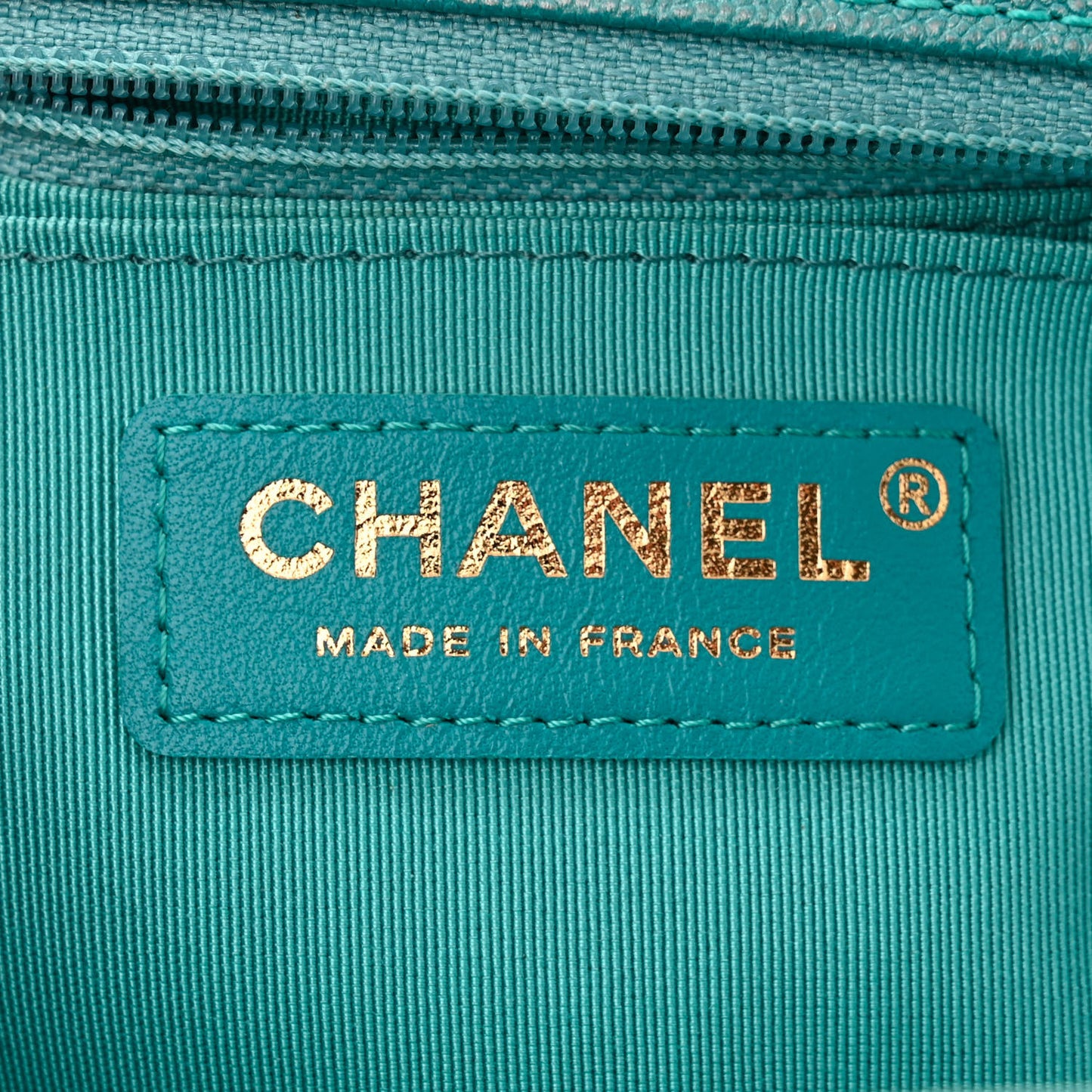 Caviar Chevron Quilted Small Statement Flap Turqouise