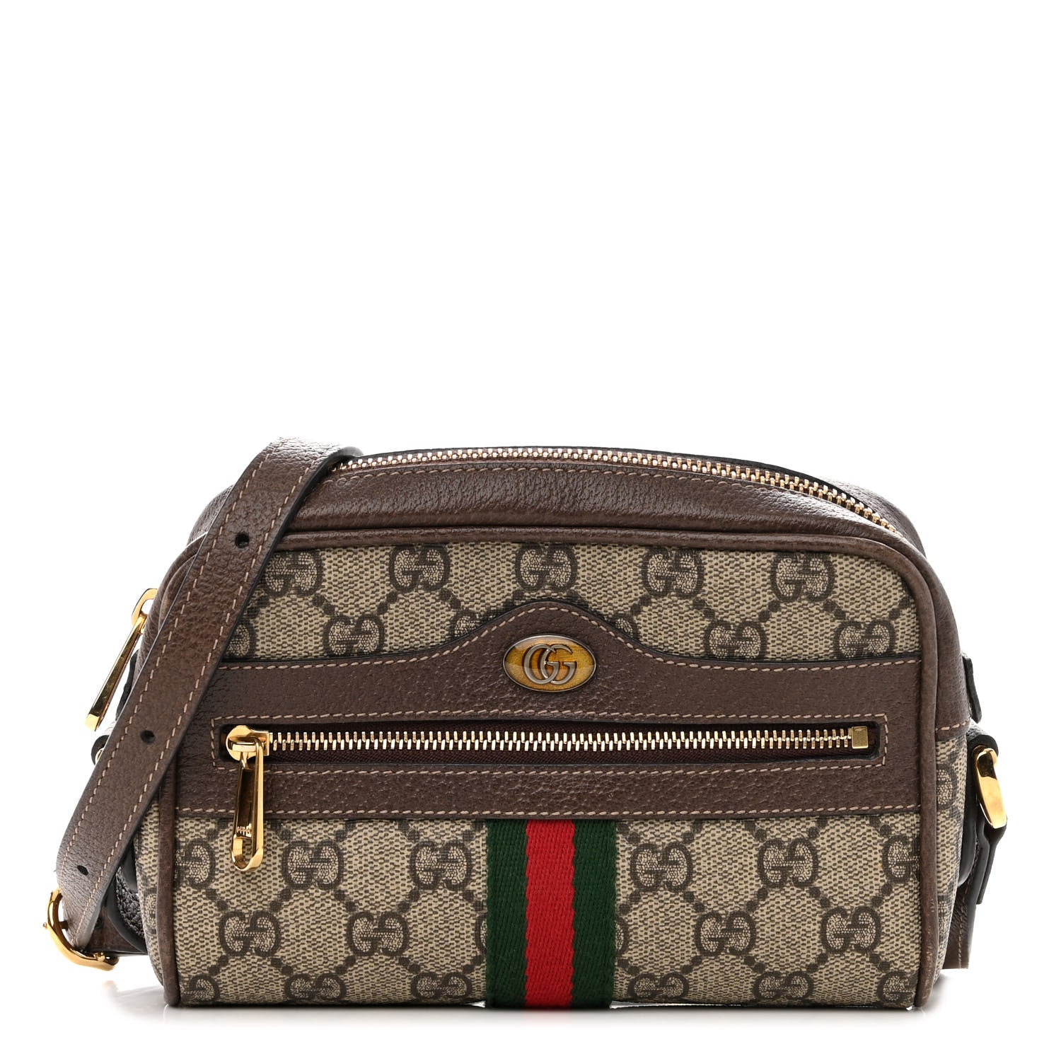 Gucci GG Supreme Monogram Web Mini Ophidia Shoulder Bag Brown 1 of 11