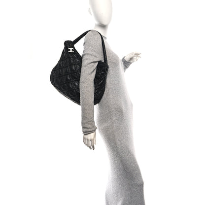 Chanel Quilted Lambskin Hidden Chain Hobo Black 2 of 11