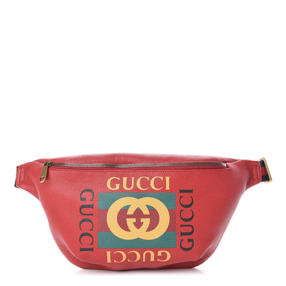 Gucci Grained Calfskin Logo Belt Bag Hibiscus Red 1 of 12