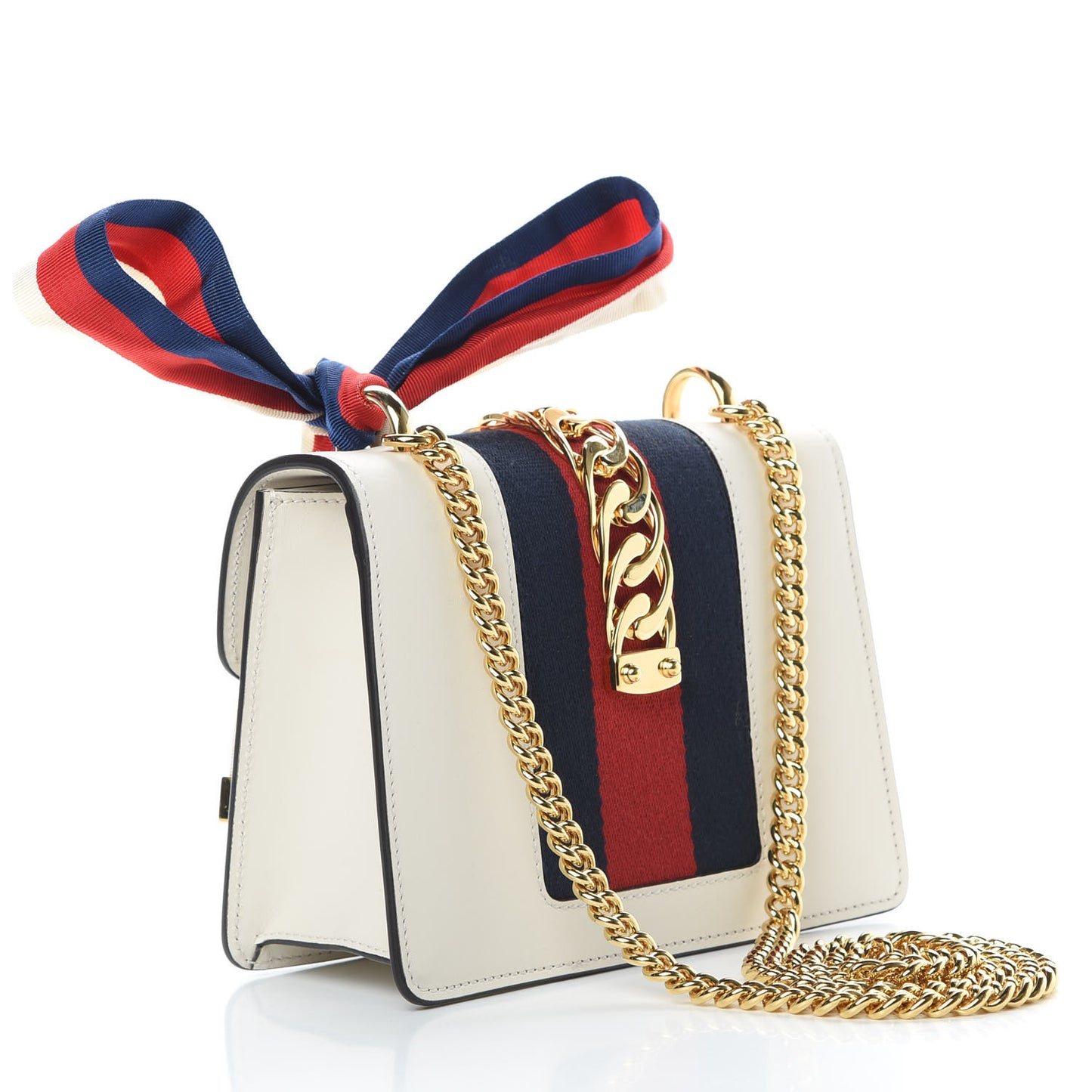 Calfskin Mini Sylvie Chain Shoulder Bag White