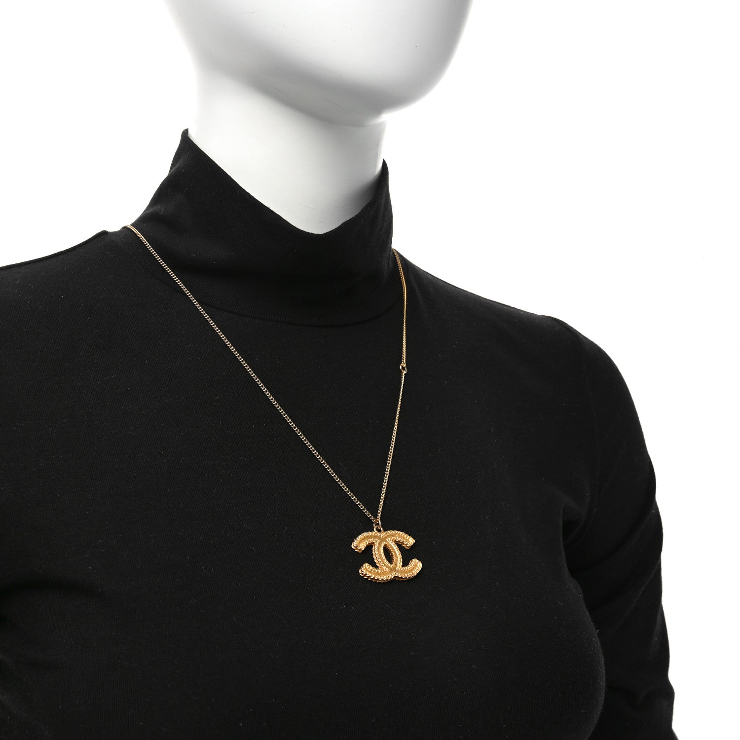 Chanel CC Necklace Matte Gold 2 of 5