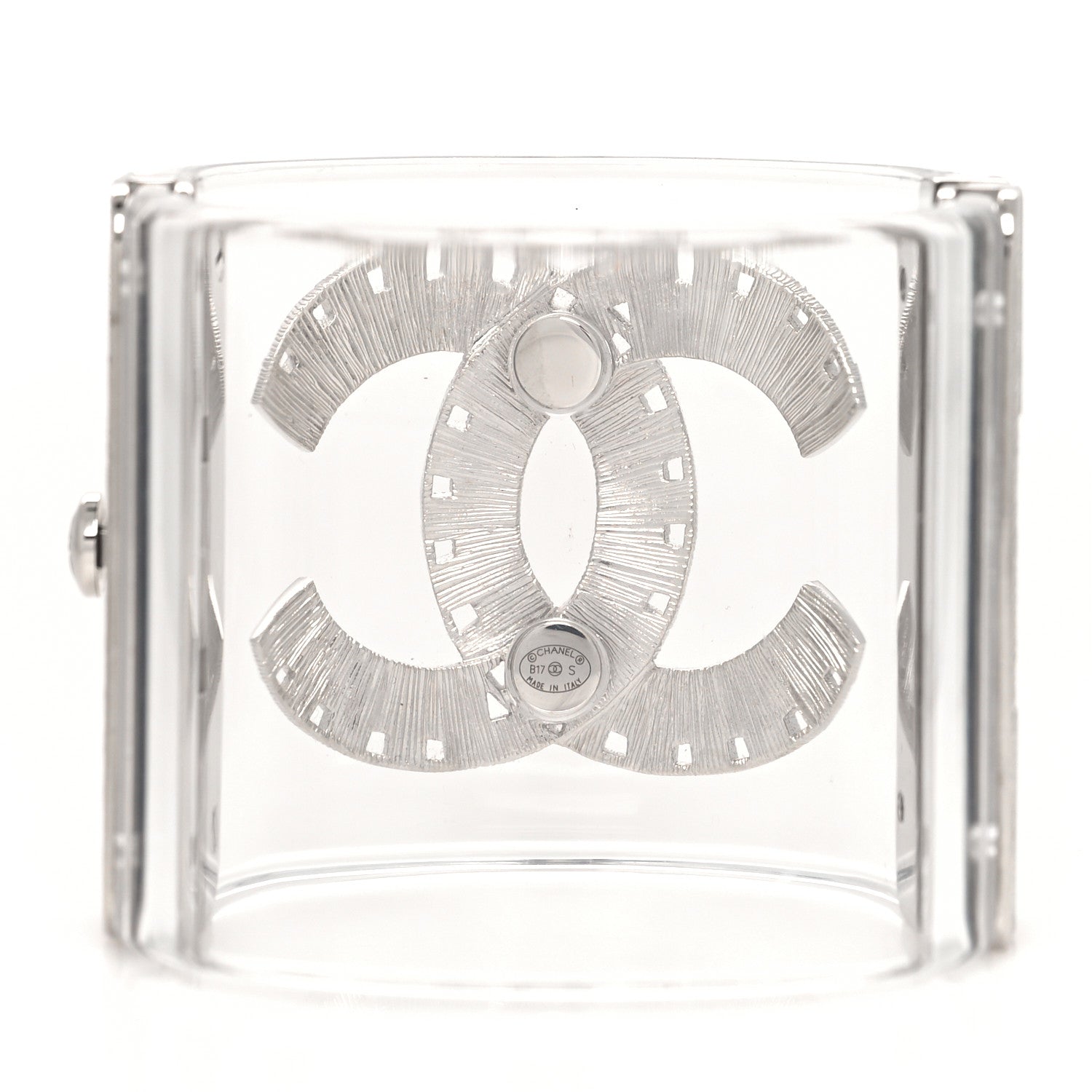 Chanel Baguette Crystal CC Cuff Transparent Silver Blue 3 of 5