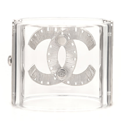 Chanel Baguette Crystal CC Cuff Transparent Silver Blue 3 of 5