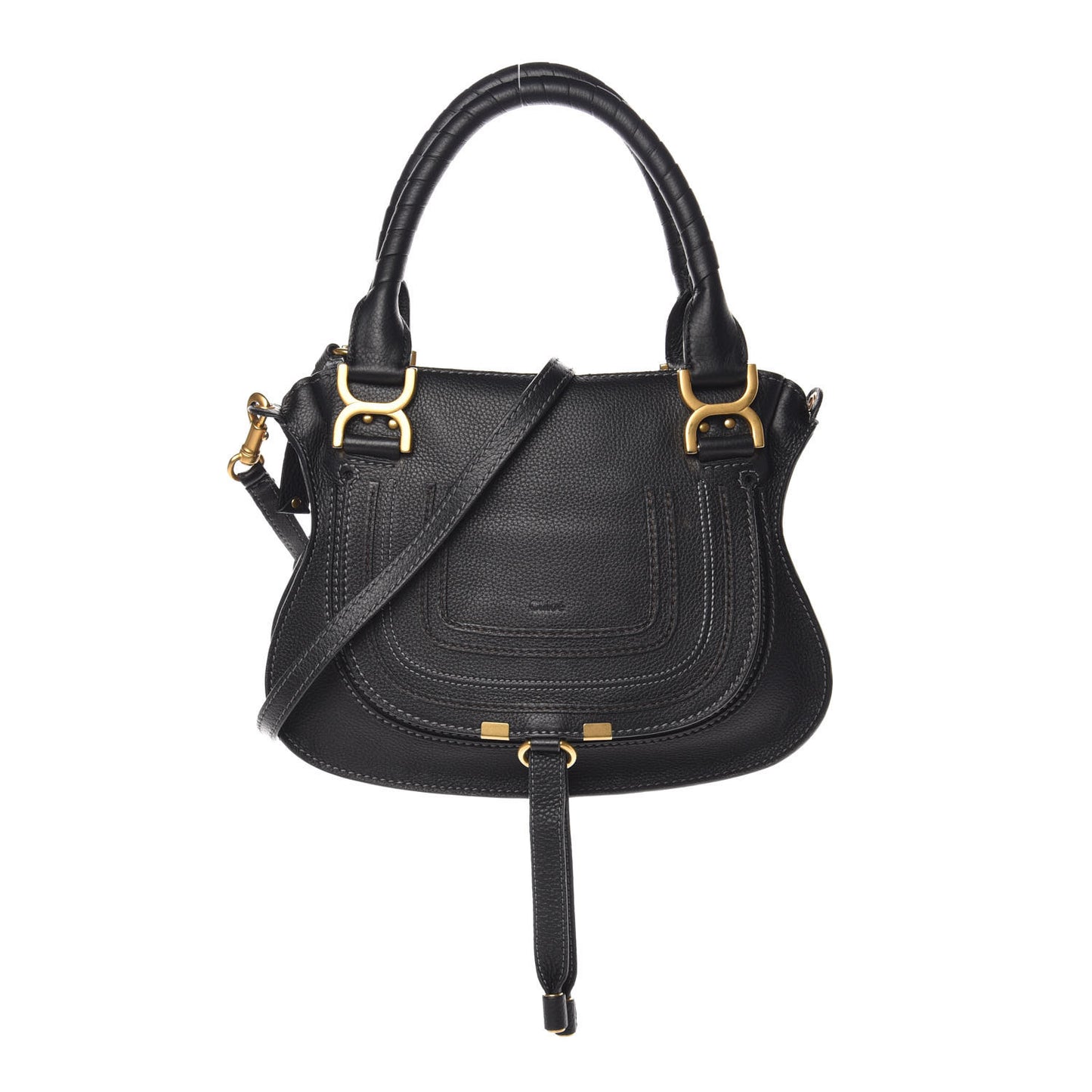 Calfskin Small Marcie Satchel Black
