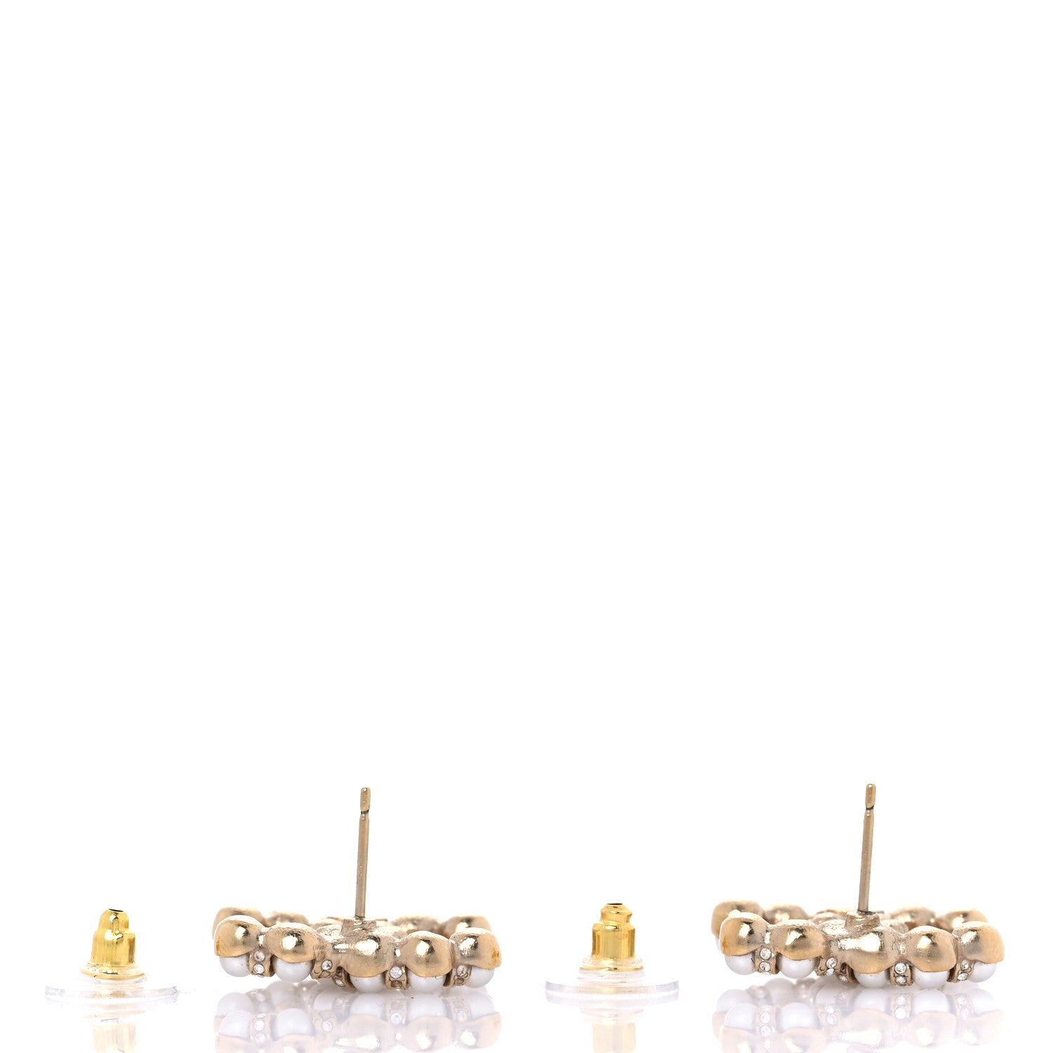 Chanel Pearl Crystal CC Earrings Gold 3 of 6