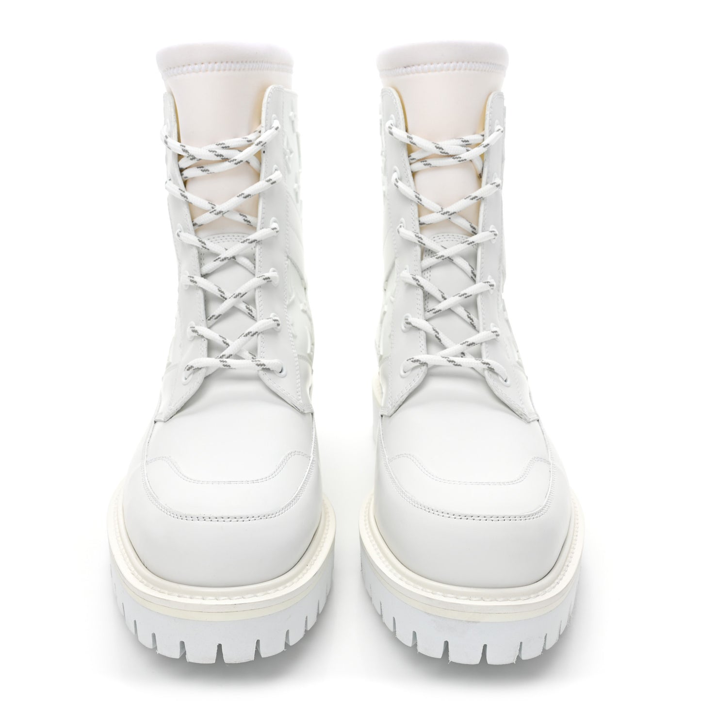 Rubber Monogram Embossed Neoprene Mens Landscape Ankle Boots 36.5 White
