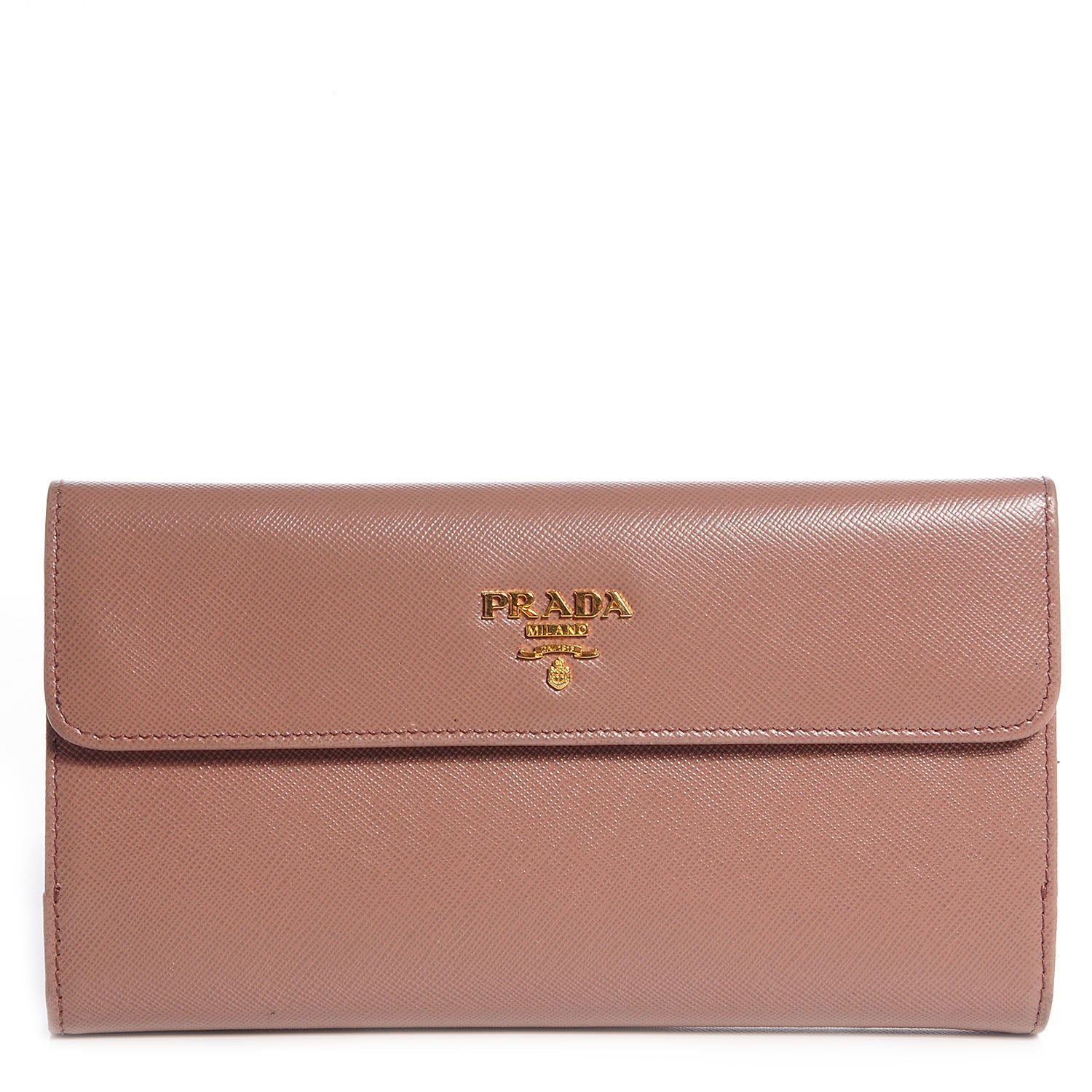Prada Saffiano Metal Continental Wallet Dark Rose 1 of 8