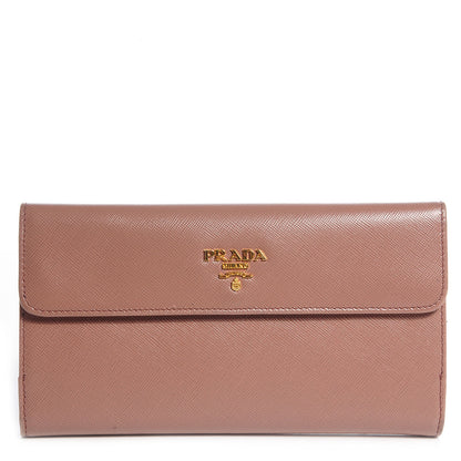 Prada Saffiano Metal Continental Wallet Dark Rose 1 of 8