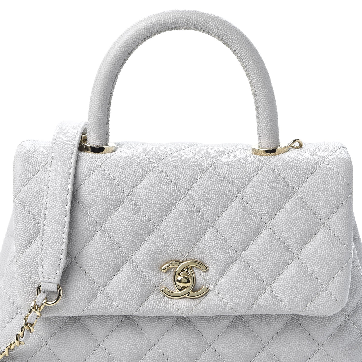 Chanel Caviar Quilted Mini Coco Handle Flap Light Grey 9 of 10