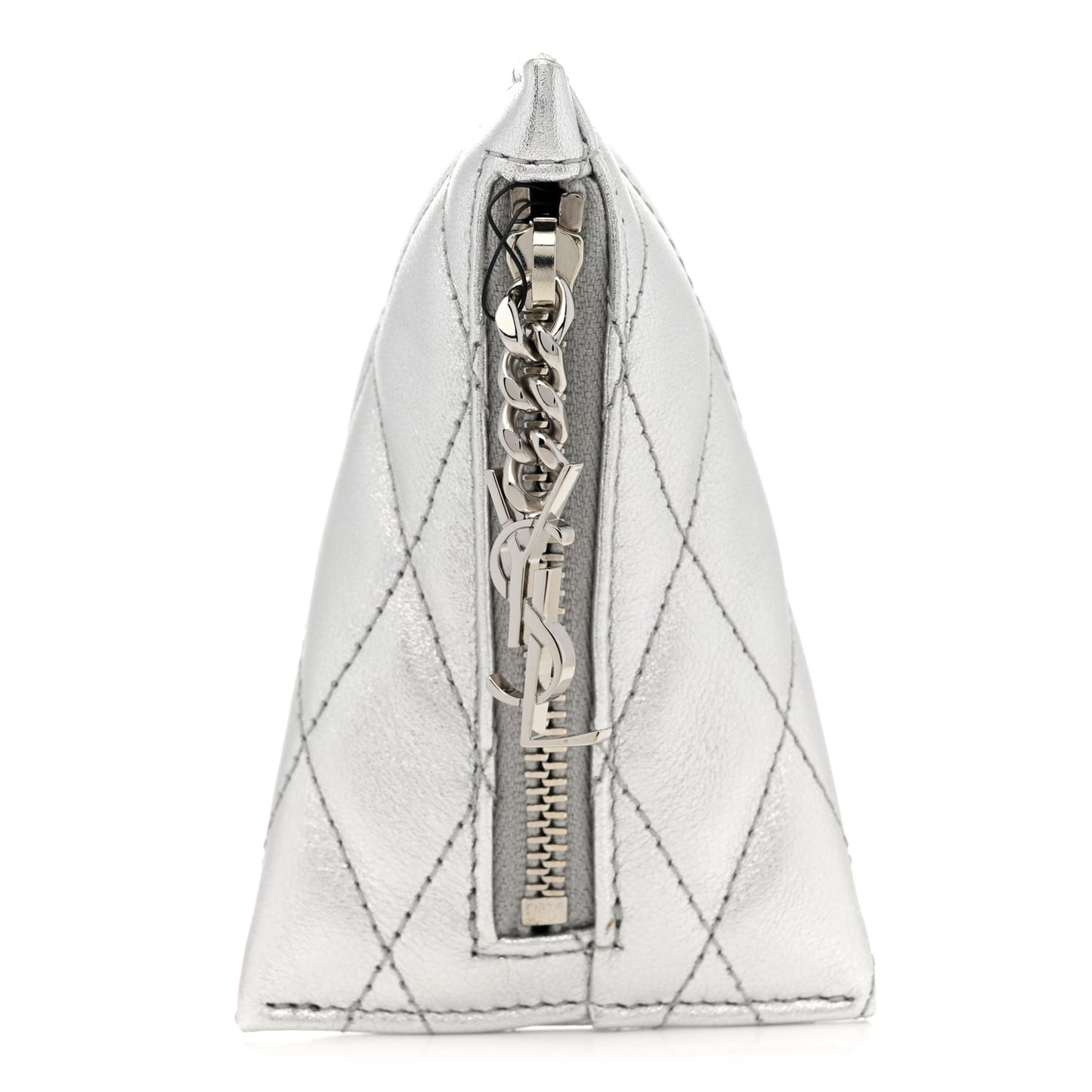 Metallic Calfskin Berlingo Bag Charm Argento