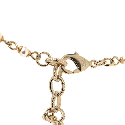 Chanel Pearl Crystal Bead CC Long Necklace Black White Gold 4 of 4