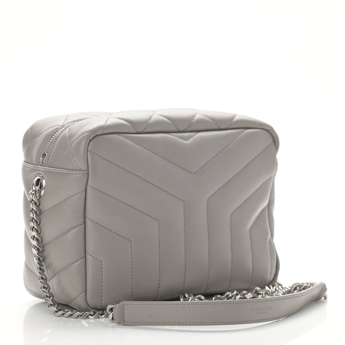 Calfskin Y Quilted Monogram Small Loulou Bowling Bag Light Gray