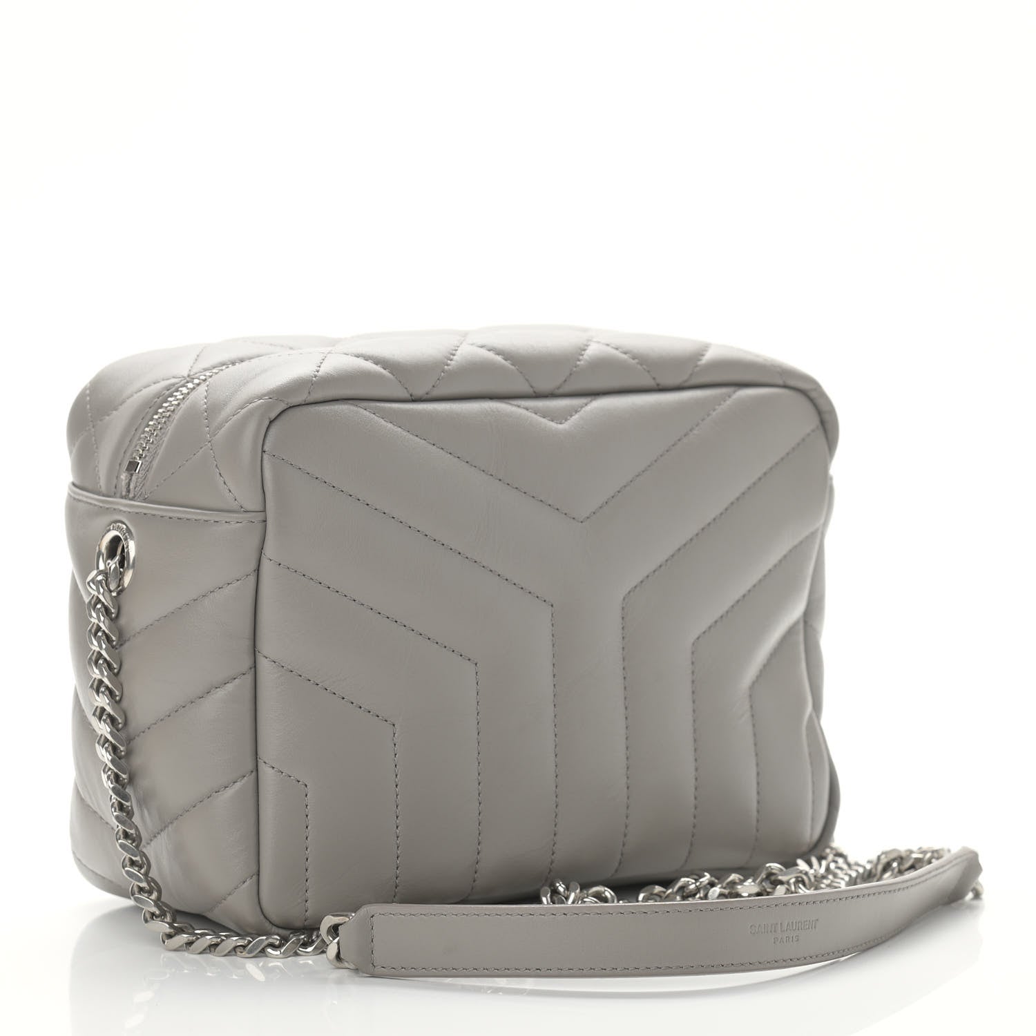 Saint Laurent Calfskin Y Quilted Monogram Small Loulou Bowling Bag Light Gray 3 of 16