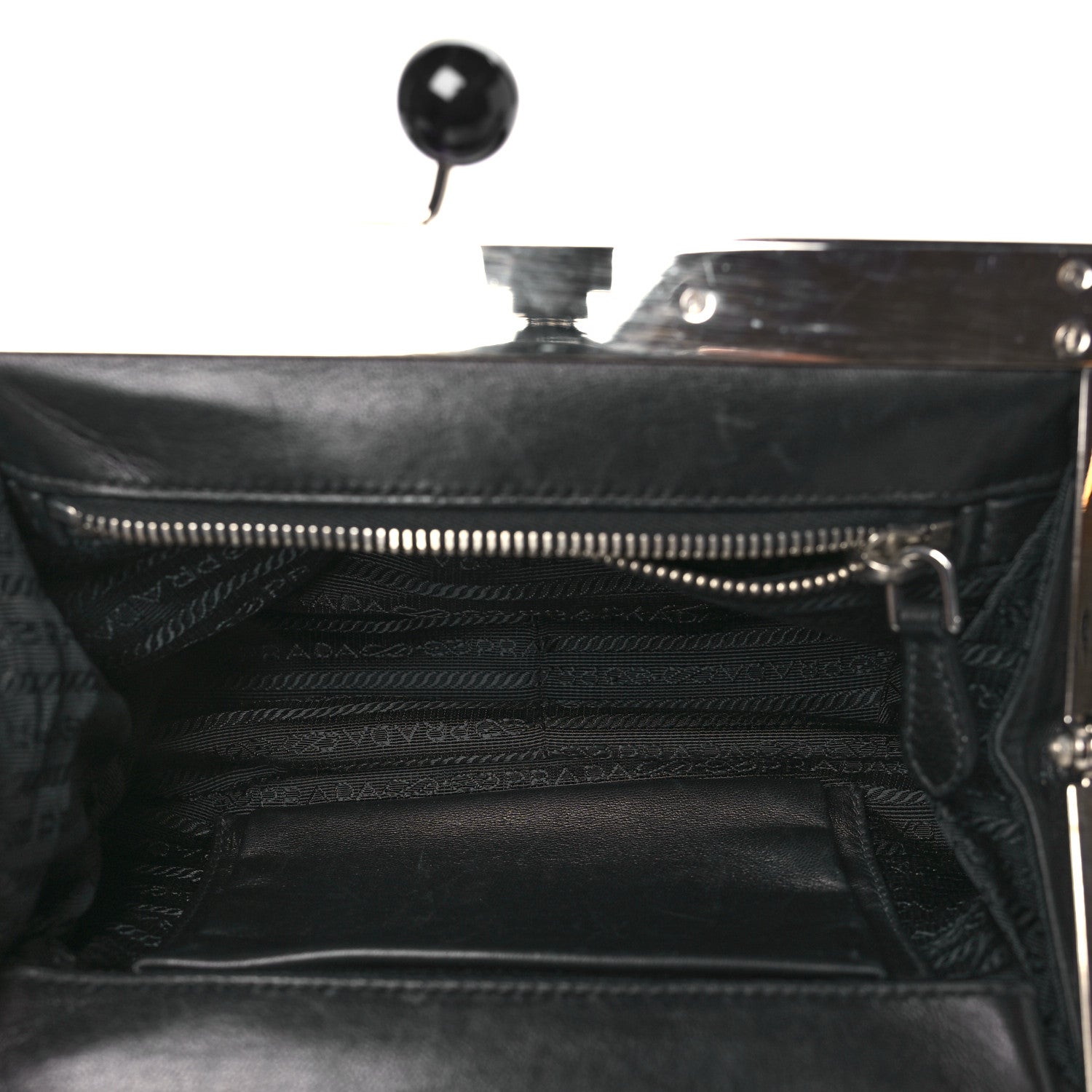 Prada Nappa Kisslock Small Frame Shoulder Bag Black 5 of 12