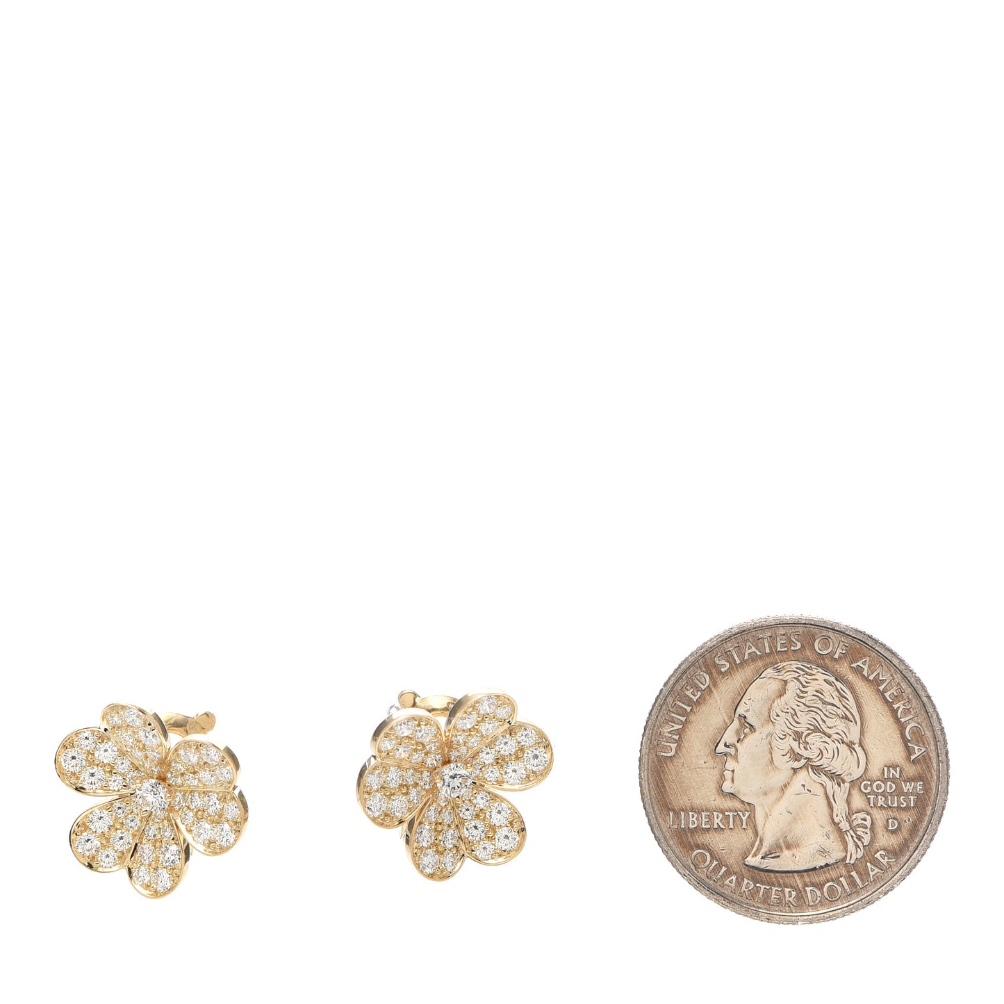 18K Yellow Gold Diamond Small Frivole Pave Earrings