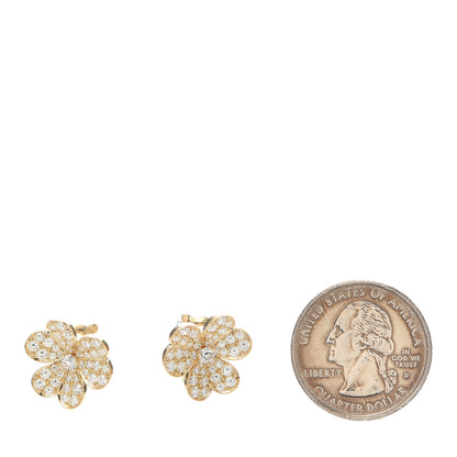Van Cleef & Arpels 18K Yellow Gold Diamond Small Frivole Pave Earrings 2 of 6