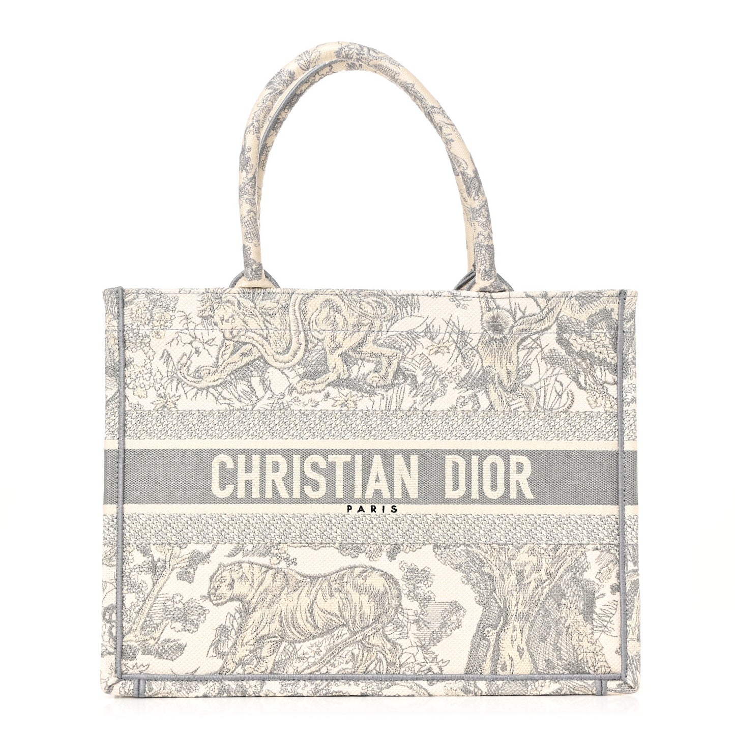 Canvas Embroidered Medium Dioriviera Toile De Jouy Book Tote Gray