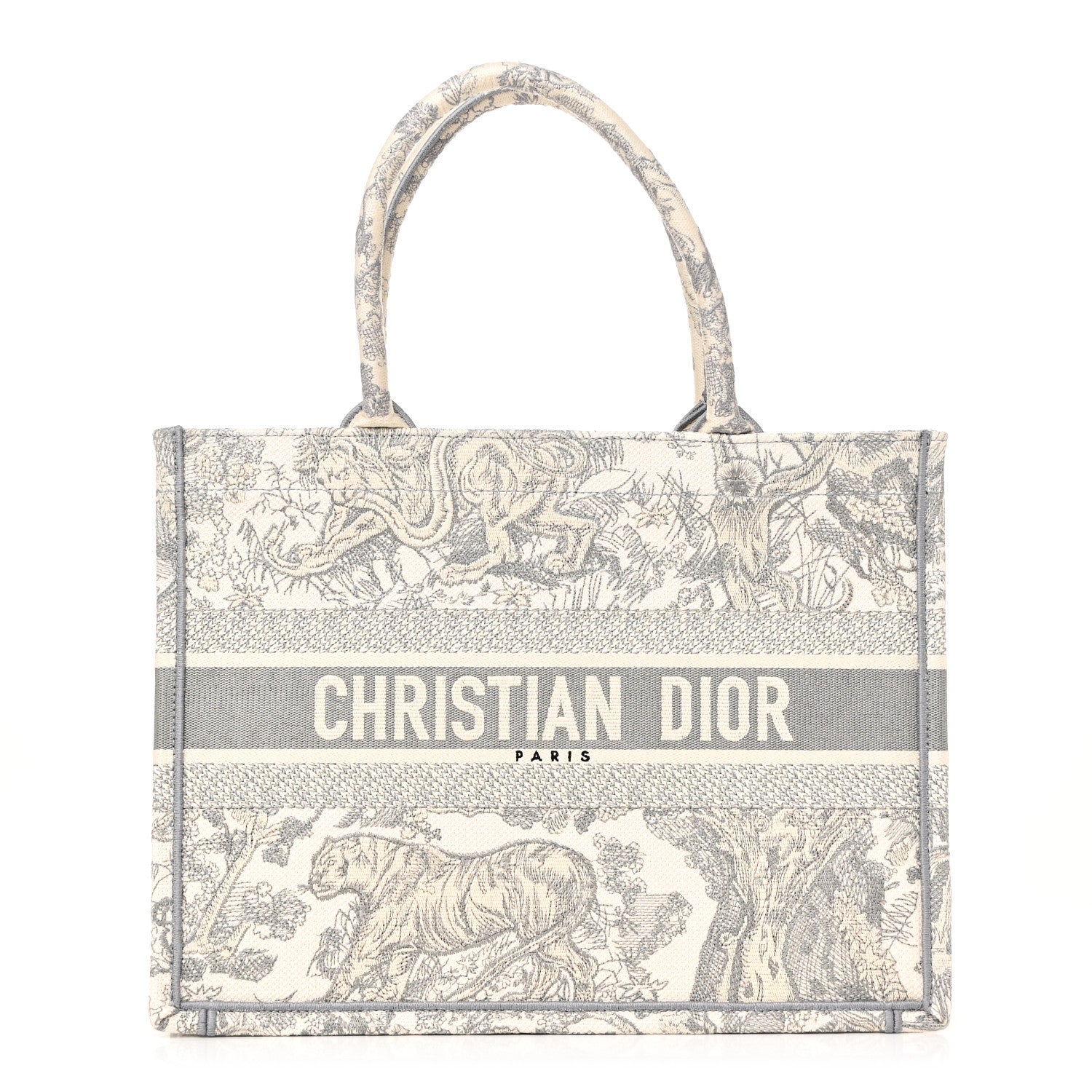 Christian Dior Canvas Embroidered Medium Dioriviera Toile De Jouy Book Tote Gray 1 of 10