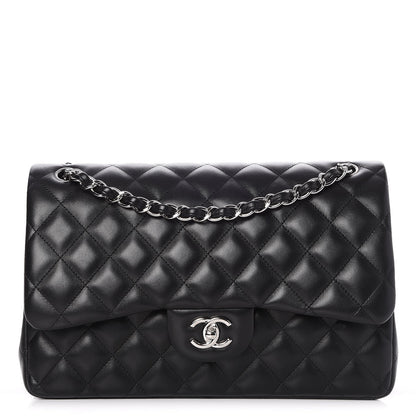 Chanel Lambskin Quilted Jumbo Double Flap Black 1 of 8