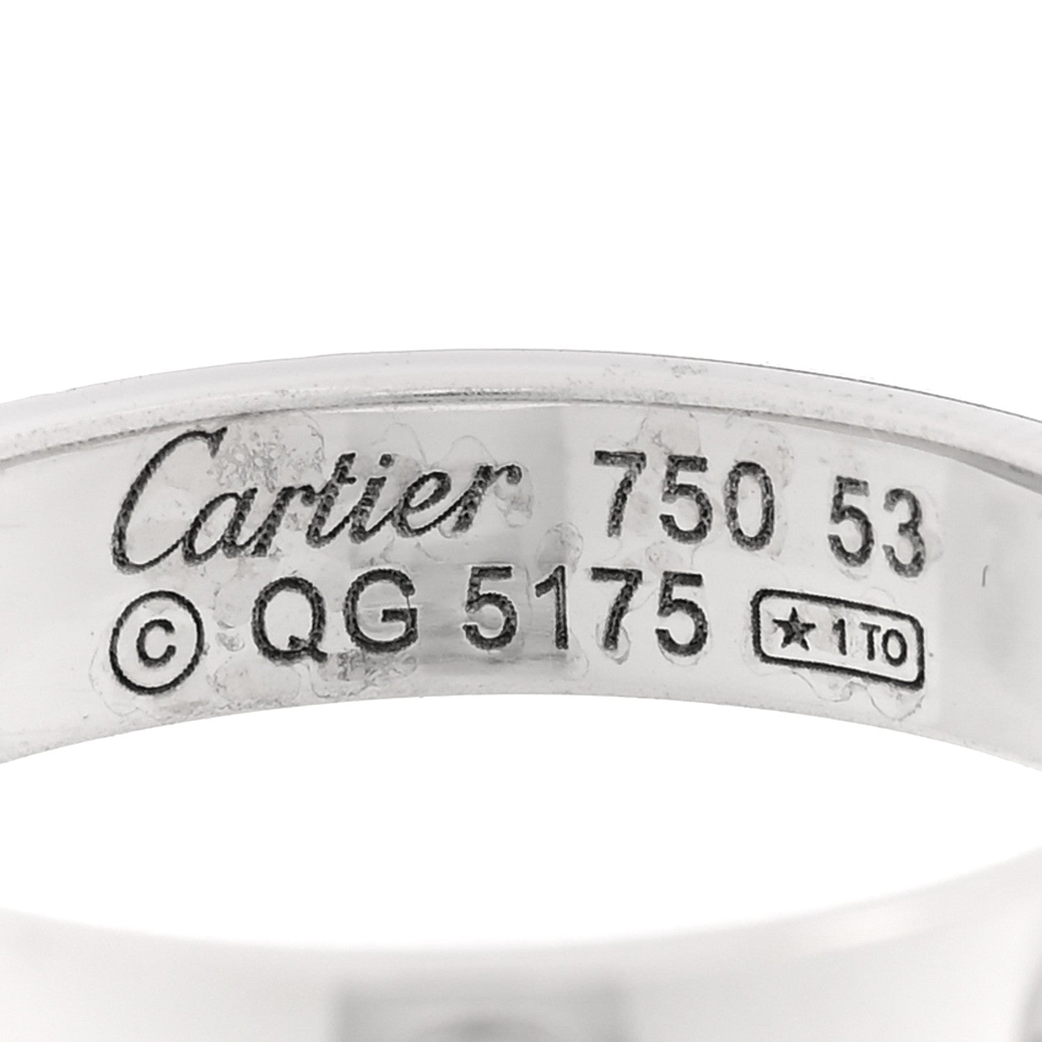 Cartier 18K White Gold Diamond 4mm LOVE Wedding Band Ring 53 6.5 4 of 4