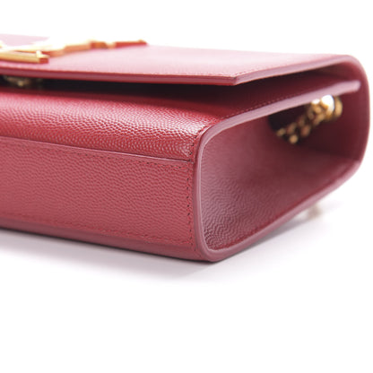 Saint Laurent Grain De Poudre Small Monogram Kate Satchel Red 10 of 12