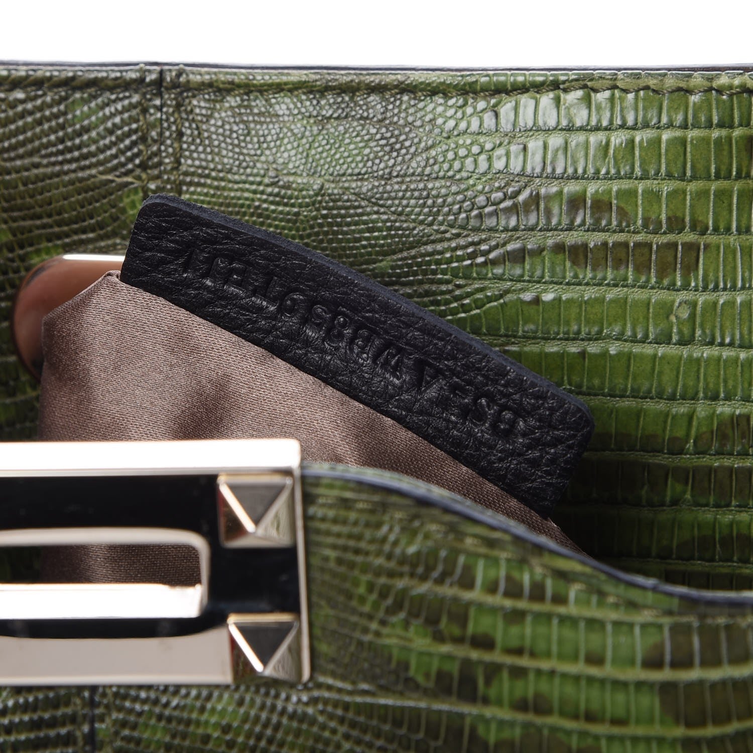 Valentino Garavani Lizard Rockstud Shoulder Satchel Green 7 of 7