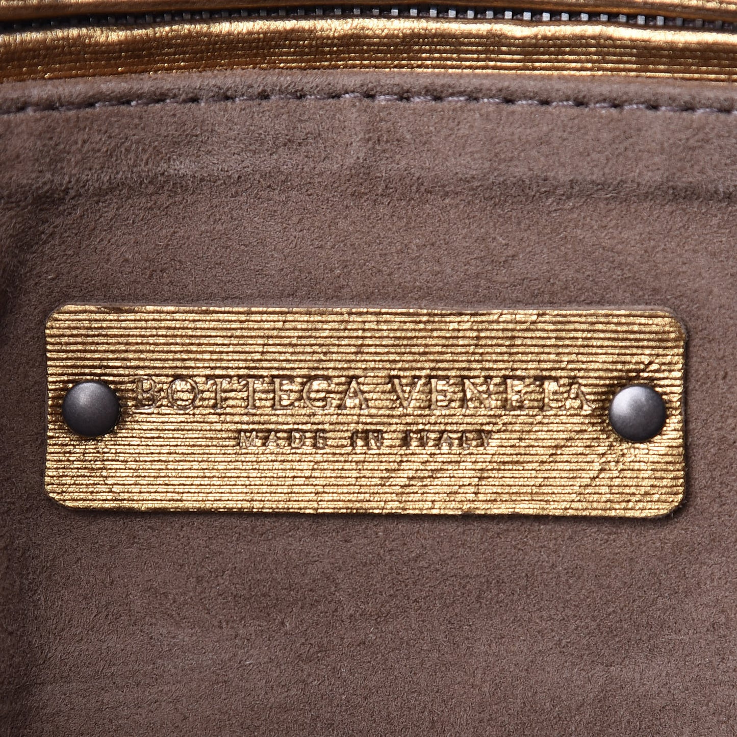 Metallic Grosgrain Intrecciato Pillow Crossbody Messenger Dark Gold