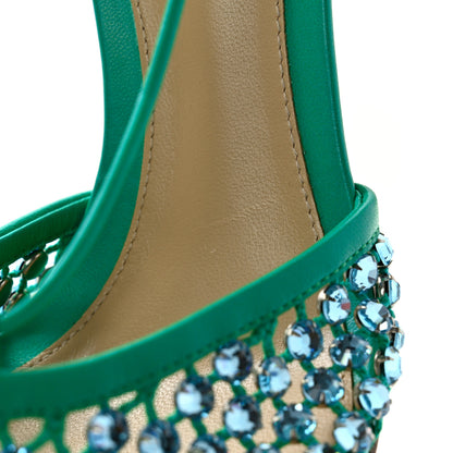 Bottega Veneta Mesh Nappa Crystal Embellished Sparkle Stretch Ankle Tie Sandals 39 Acid Turquoise 9 of 10