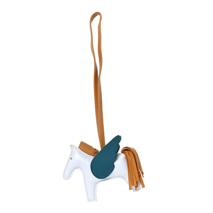 Hermes Milo Lambskin Grigri Rodeo Pegase Horse Bag Charm PM Bleu Brume Sesame Vert Bosphore 1 of 5
