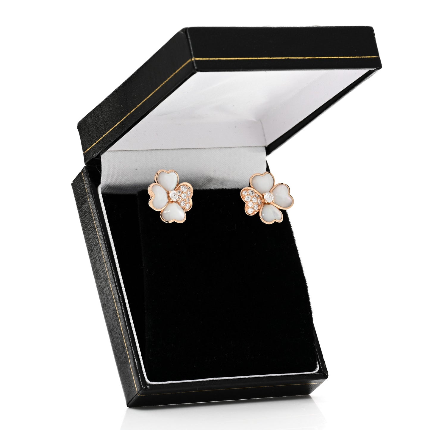 18K Rose Gold Diamond Mother of Pearl Small Cosmos Earrings