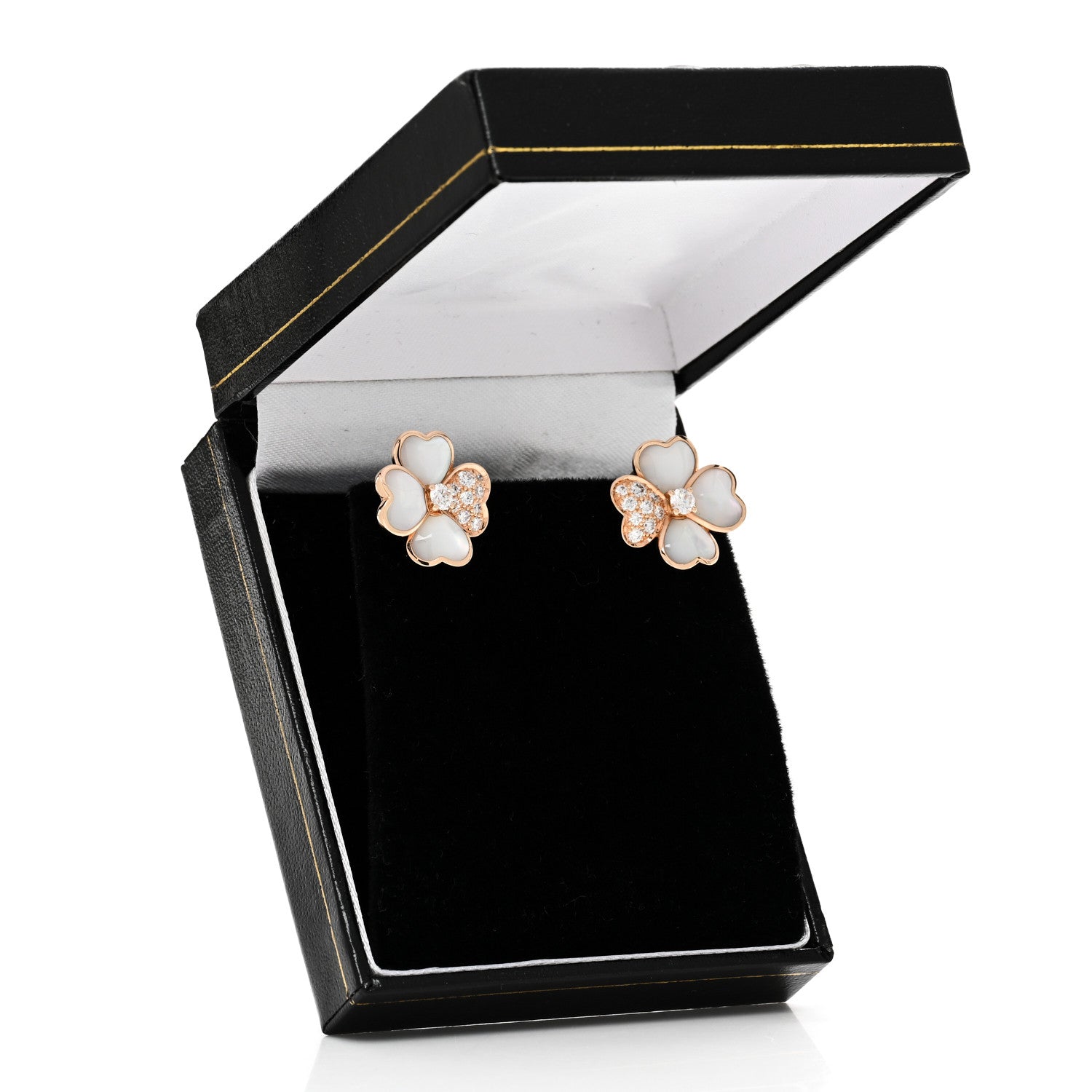 Van Cleef & Arpels 18K Rose Gold Diamond Mother of Pearl Small Cosmos Earrings 5 of 5