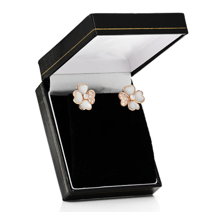 Van Cleef & Arpels 18K Rose Gold Diamond Mother of Pearl Small Cosmos Earrings 5 of 5