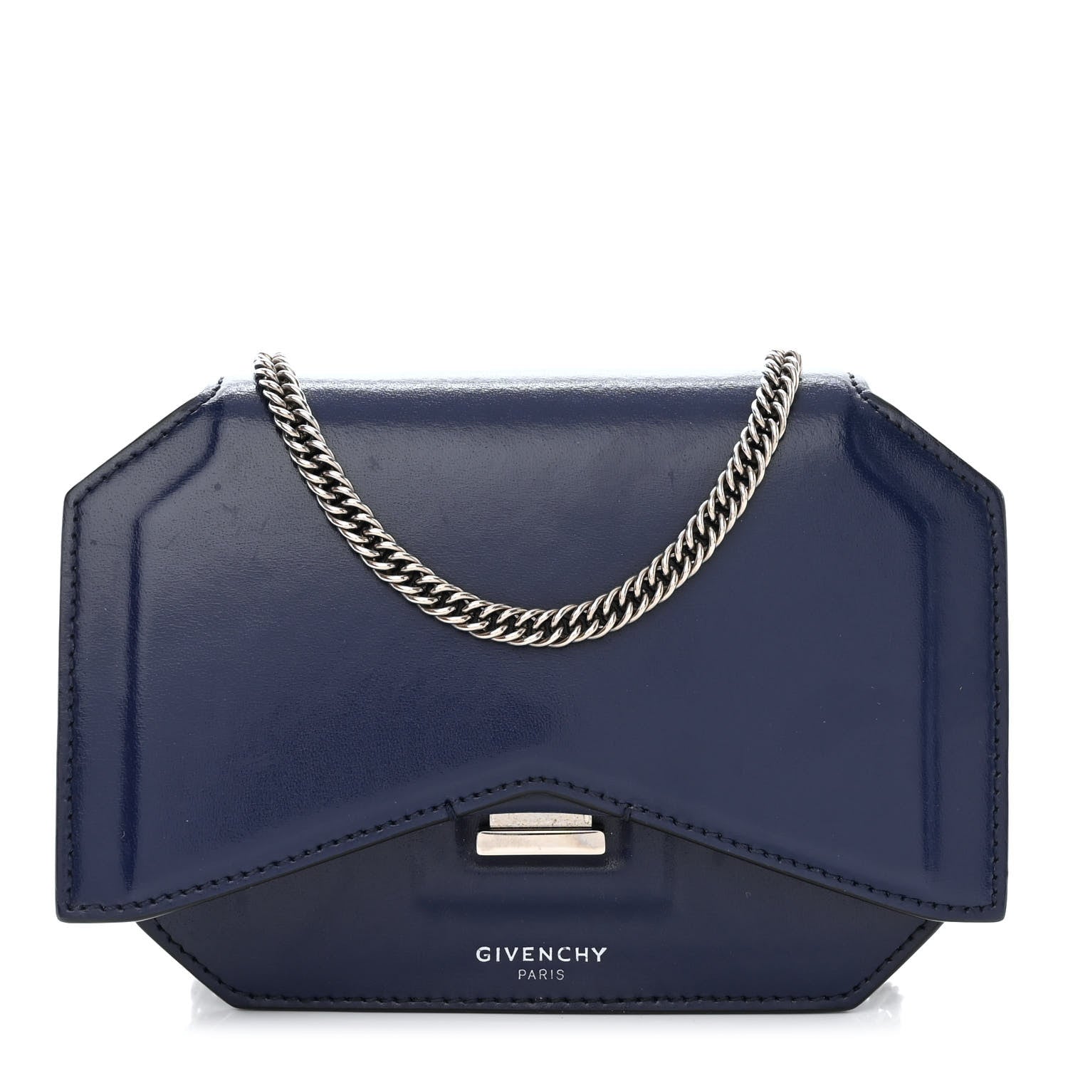 Givenchy Calfskin Bow Cut Chain Wallet Navy 1 of 10