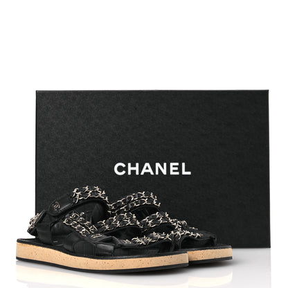 Chanel Lambskin Chain Sandals 35 Black 15 of 15