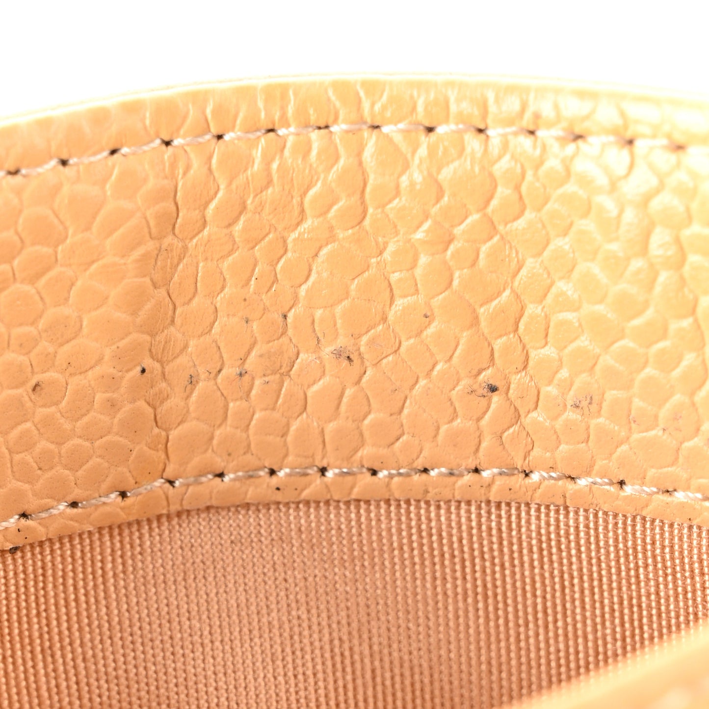 Caviar Quilted Card Holder Light Beige
