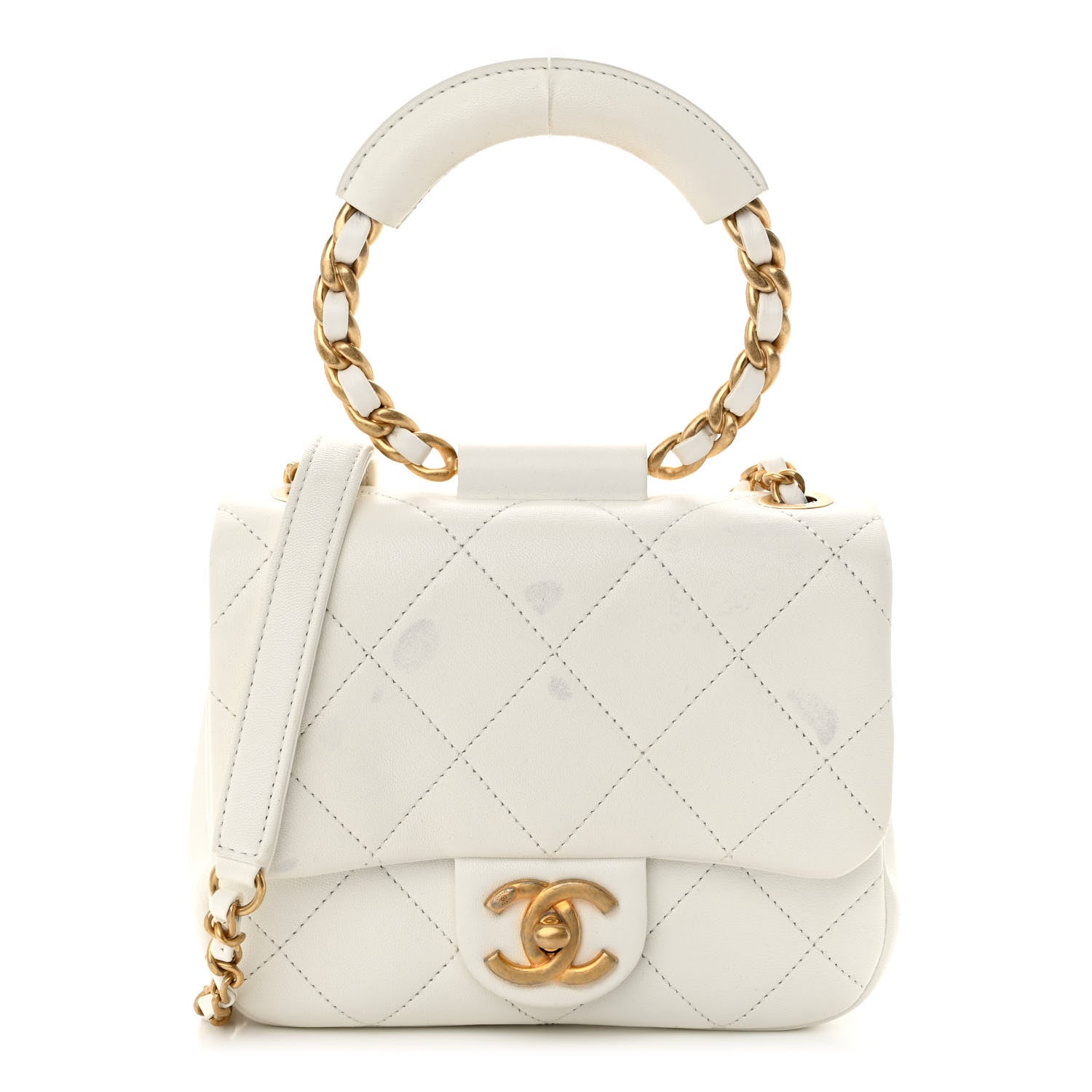 Chanel Lambskin Quilted Small In The Loop Handle Flap Bag White 1 of 10