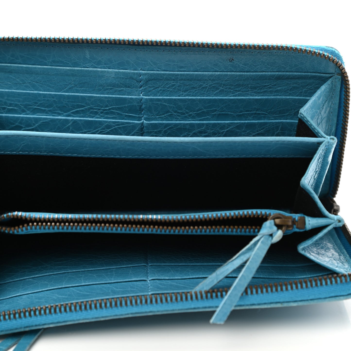 Agneau Giant 12 Hardware Continental Zip Around Wallet Blue Paon