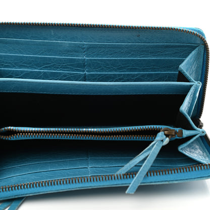 Balenciaga Agneau Giant 12 Hardware Continental Zip Around Wallet Blue Paon 5 of 10