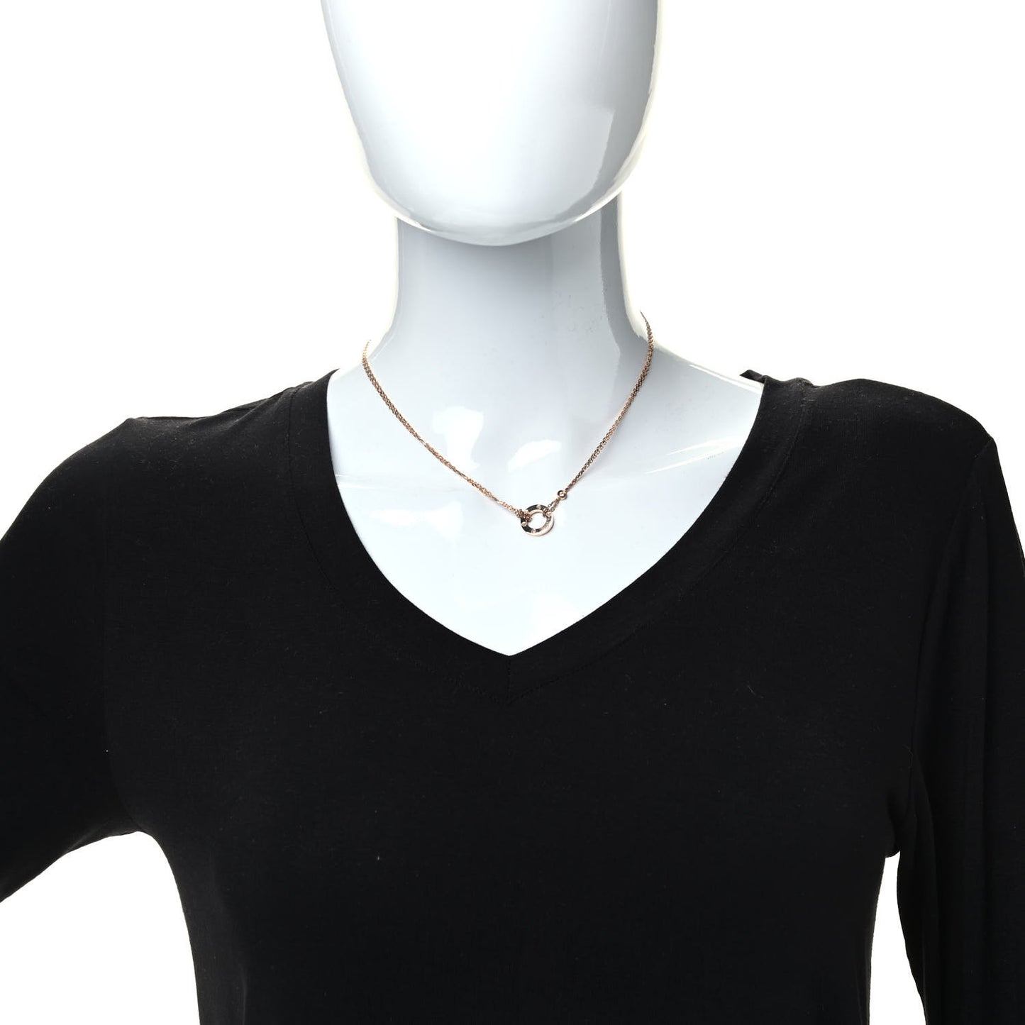 18K Pink Gold 1 Diamond 1 Pink Sapphire LOVE Necklace