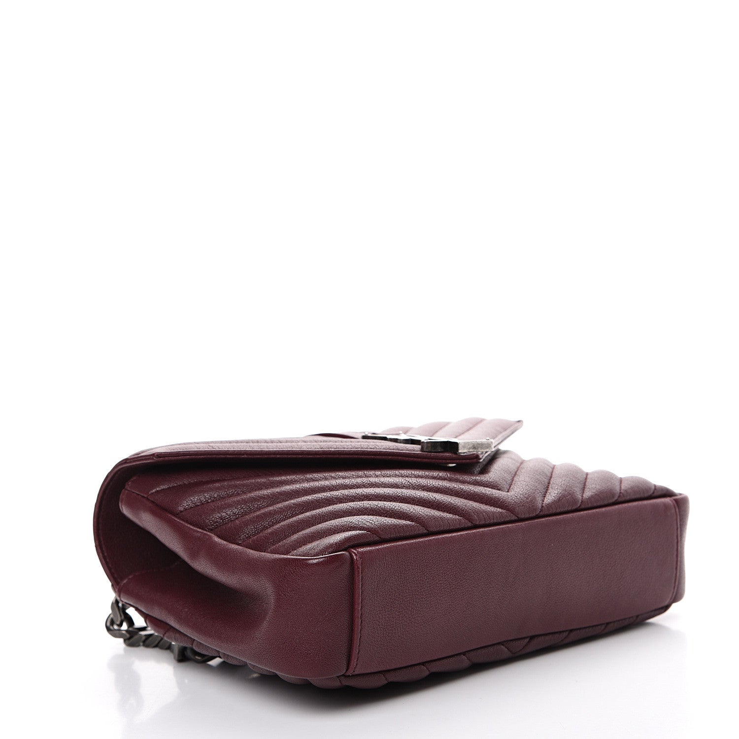 Saint Laurent Sheepskin Matelasse Chevron Monogram Medium College Bag Rouge Legion 3 of 9