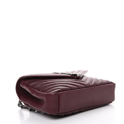 Saint Laurent Sheepskin Matelasse Chevron Monogram Medium College Bag Rouge Legion 3 of 9
