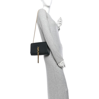 Saint Laurent Grain De Poudre Medium Classic Monogram Kate Tassel Satchel New Vert Fonce 2 of 9