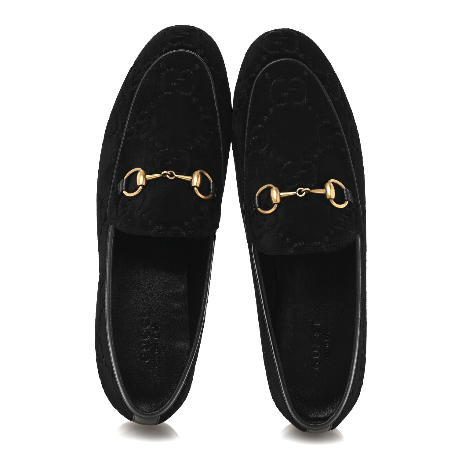 Gucci Velvet Horsebit Womens Jordaan Loafers 37.5 Black 2 of 11