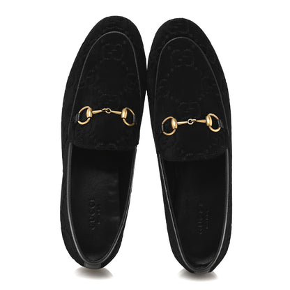 Gucci Velvet Horsebit Womens Jordaan Loafers 37.5 Black 2 of 11