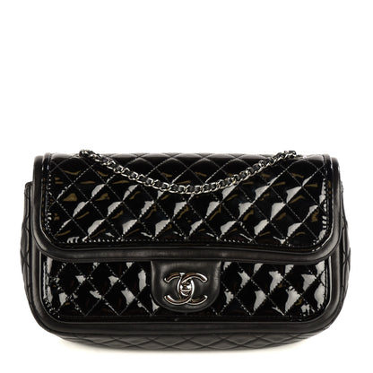 Chanel Lambskin Patent Quilted CC Twist Flap Black 1 of 8